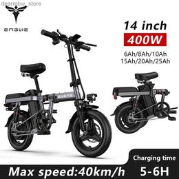 Bikes Ectric Bike 250W 400W foldable Ectric Bicyc 14 inch traction 48V 10AH battery 40 km/h maximum speed driving shock-absorbing city electric bicycle L48