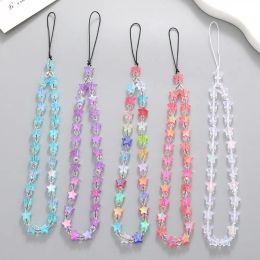 Cute Star Beaded Phone Chain Acrylic Beaded Korea Phone Pendant Anti-Lost Phone Chain