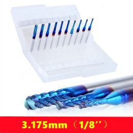 1pcs 0.5-3.175mm hard tungsten steel end mill 3.175 shank blue coating CNC router bit engraving edge milling cutter end mill