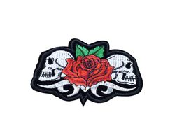 Twins Skull with Rose Patches for Clothing Iron on Transfer Applique Patch for Jacket Jeans DIY Sew on Embroidered Badge 1pcs6947971