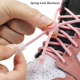 2pairs New Spring Lock Elastic Shoelaces No Tie Sneakers Laces Kids Adult Quick Lazy Shoe Laces Rubber Bands Round Shoeace Shoes