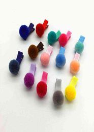 1214pcs child girl hair accessories pompom soft ball elastic hairband hair ties gum rainbow kid hair clip hairpin barrettes Q213045556