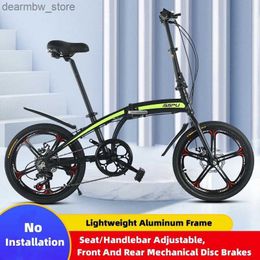 Bikes 20 inch folding bicyc aluminum alloy adult variab speed disc brake integrated wheel bike childrens light portab cycling L48