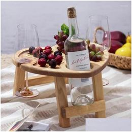 Camp Furniture Beach Wine Table Outdoor Portable Bed Tray With Foldable Legs Breakfast For Sofa Eating Working Drop Delivery Sports Ou Dhk4G