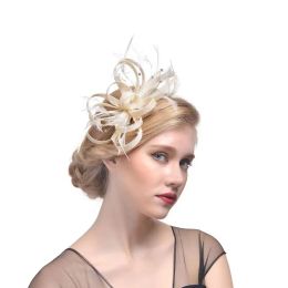 Wedding Bridal Fascinator Hat Flower Feather Tea Party Women Girls Hair