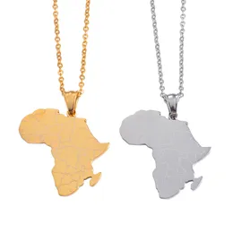 Pendant Necklaces Stainless Steel African Map Necklace For Men Women Chain Choker Africa Countries Motherland Ethnic Jewellery Accessories