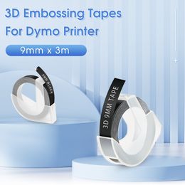 8pcs Mixedcolor 9mm Dymo 3D Embossing Tape Compatible for Dymo 3D Label Tape Replace for Dymo 12965 1610 Motex E101 Labeller