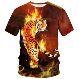 Wildlife Tiger Summer Men's T-shirt Tough Guy Casual Street Trend Top 3D Printed Sports Outdoor Loose Quick Drying Short Sleeve