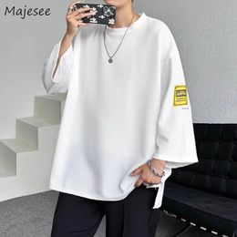 Baggy Tshirts Men S3XL Patchwork Teens Y2k Tops Couple Clothes Summer Side Slit Fashion Korean INS Oneck Streetwear 240409