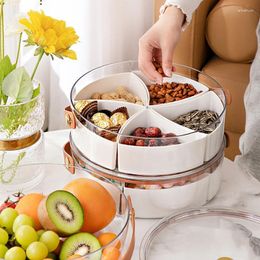 Plates Divided Serving Tray With Lid And Handle Snackle Box Charcuterie Container Portable Snack Platters Clear Basket Candy Fruits