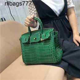 Handbag Designer Leather Bk French Autumn and Winter Crocodile Pattern Platinum Bag Womens Single Shoulder Diagonal Large Lock