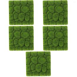 Decorative Flowers 5pcs Artificial Moss Mat Simulation Rocks Wall Hanging Decoration Turf Panels Tiles Grass Lawn For Home