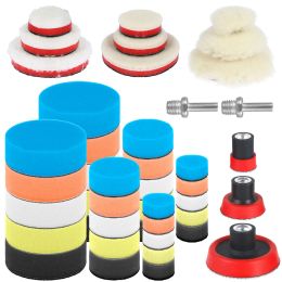 44Pcs Car Polishing Pad Kit 1/2/3inch Car Detailing Sponge Polishing Pads with M14 Thread Adapters Reusable for Car Furniture