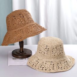 Womens Straw Hats crochet hat bucket UV Protection Sun Visor Beach Women Visors Foldable Female Summer hat240409