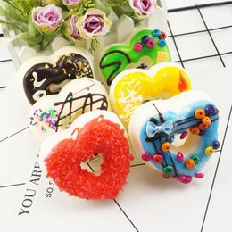 Decorative Flowers Simulation Heart Shaped Donut Fake Cake Bread Amusement Park Snack Bar Day Dessert Shop Window Food Decoration Display