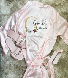 Personalised Bride robe Bridesmaid kimono robes printing flower for wedding birthday party gifts 1pcs 4075974