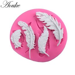 Feather Shaped Fondant Cake Decorating Tools Craft Silicone Mould DIY Cake Baking Mould Chocolate Candy Tools