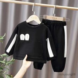 Clothing Sets Girls Baby Clothes Set 2024 New Spring and Autumn Fashionable Childrens Cute Loose Sweater Pants 2PCS Set Kids Outfits