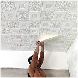 5M Waterproof Self-adhesive Roof Ceiling Wallpaper 3D Ceiling Wall Contact Paper Stickers TV Background Roof Decor Paper Decals