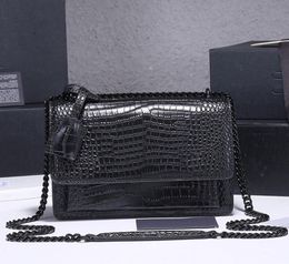 Solid Alligator Bag Chain Cross Body Pure Shoulder Bags Hand Wallet Three Dimensional Outer Moneybag Interior Slot Pocket8357210