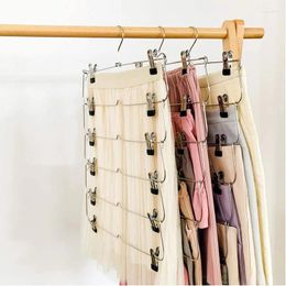 Hangers Multifunctional Trouser Rack 6 Tier Folding Hanger Metal Multi-layer Clip Skirt Underwear Storage