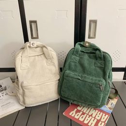 Backpack Casual Solid Colour Students Corduroy Schoolbag 2024 Vintage Travel Bags Girl School Backpacks College Style Rucksack