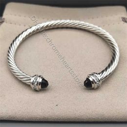 Twisted Cuff Bangle Bracelets Fashion Women Men Charm Bracelet hook 5MM Silver Wire Woman Designer Cable Jewelry Exquisite Accessories Top Trending gifts T17E