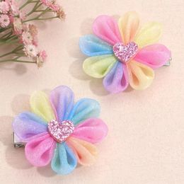 Hair Accessories 2PC Flower And Heart Decorated Crocodile Clip For Girls Kids Headwear Girl Accessoires