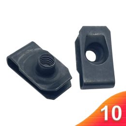 10pcs Black U Type Clips with Thread M6 6mm Reed Nuts Licence Plate Clip Q312 for Car Motorcycle Scooter ATV Moped