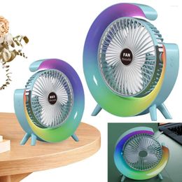 Table Lamps USB Small Cooling Fan 180 Degree Rotatable With Colourful Light Personal Desktop For Home Office Bedroom Dorm Summer Gift