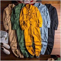 Men'S Pants Mens Spring Autumn Fashion Streetwear Jumpsuit Men Rompers One Piece Overalls Casual Mti Pockets Design Male Drop Deliver Dh2Ob