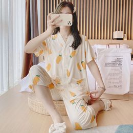 Fruit Series Clothing Short Sleeved+cropped Pants for Pregnant Women, Postpartum Breastfeeding, Can Be Worn Externally as A Home Pajama Set