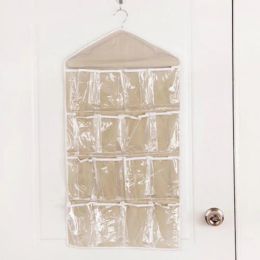 Hanging 16 Pockets Socks Bra Underwear Organiser Tidy Rack Hanger Storage Door Bag For Bathroom Living Room Household Sundries