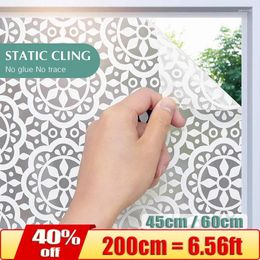 Window Stickers 2 Metres White Flower Static Cling Film Home Decor PVC UV-Proof Privacy Protection Glue Free Glass For Office