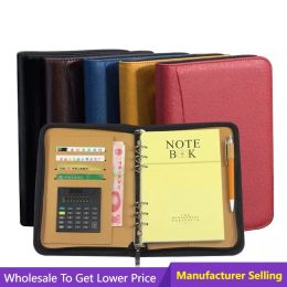 Notebooks Notebook Business Daily Planner Binder Notebook Agenda Real Leather Memos Pad Folder Notepad with Calculator Stationery