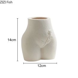 Rose Relief Ass Ceramic Vase Human Body Plant Pots Decorative Artificial Flowers Flower Arrangement Floral Vases Desk Decoration