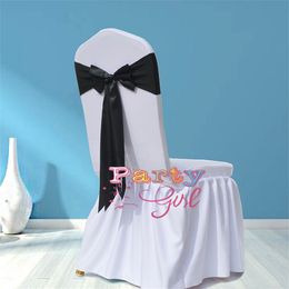 Champagne Free Tie Lycra Chair Band With Satin Sash Bow For Wedding Chair Cover Event Party Hotel Decoration