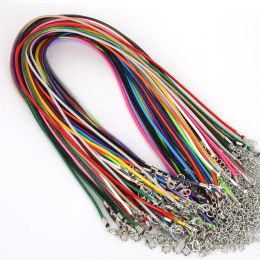 50Pcs Random Mixed Colour Necklace Rope Buckle, 18in Wax String Loose for Pendant, Bracelet, Necklace, Jewellery Making and Beading