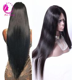 long silky straight lace front wig 1228 inch human hair glueless full lace wig bleached knot baby hair around for black women4529524