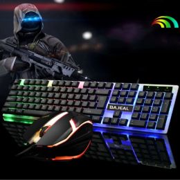 Combos Keyboard & Mouse Set Luminous Wired Keyboard and Mouse Luminescence U+U Mechanical Feel Black/white