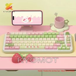 Accessories KYOMOT Anime 158 Keys Cute Rabbit Keycaps MDA Profile ISO Layout PBT Dye Sub for MX Switch DIY Layout Ducky Mechanical Keyboard