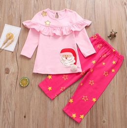 Summer Spring And Autumn Baby Girl039s Clothing Baby Ins Popular Long Sleeve Printed Cartoon Santa Suits Christmas Children038419907