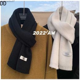 Shawls Simple and Unique Soft Scarf Autumn Mens Knitted Wool Korean Couple Fashion Thick Warm Silencer Heat Silencer Mens ShawlL2404