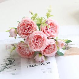 Decorative Flowers Rose Flower Decoration Artificial Pastoral Style Floral Scene Props For Wedding Party Home Fake Peonies