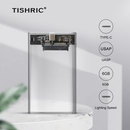 TISHRIC External HD Case 2.5 Transparent HDD Case SSD External Hard Disk Drive Box Enclosure 6Gbps SATA to USB 3.0 TYPE-C Case