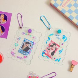 INS Cute Acrylic Transparent Card Holder 3 Inch Kpop Photocard Photo Protector Holder Card Idol Photo Sleeves Stationery