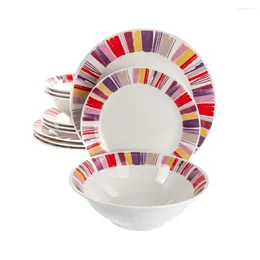 Plates Gibson Home Orleans 12 Piece Ceramic Dinnerware Set Dinner And Dishes Serving Sets