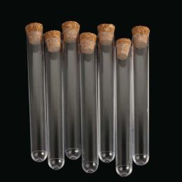 20Pcs 12x100mm Storage Bottles Laboratory Clear Plastic Test Tubes With Corks Caps Lab Supplies