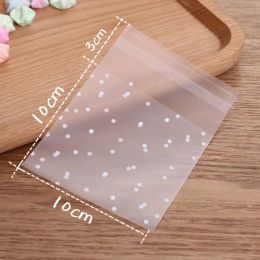 100pcs Frosted Dot Self-adhesive Packaging Bags Translucent Opp Food Bags Biscuit Candy Bag Baking Supplies Birthday Party Decor