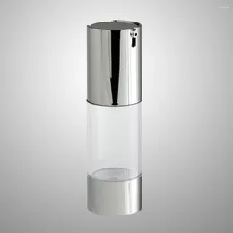 Storage Bottles 30ml Transparent Silver Airless Pump Bottle Press Lotion Jar Emulsion Dispenser